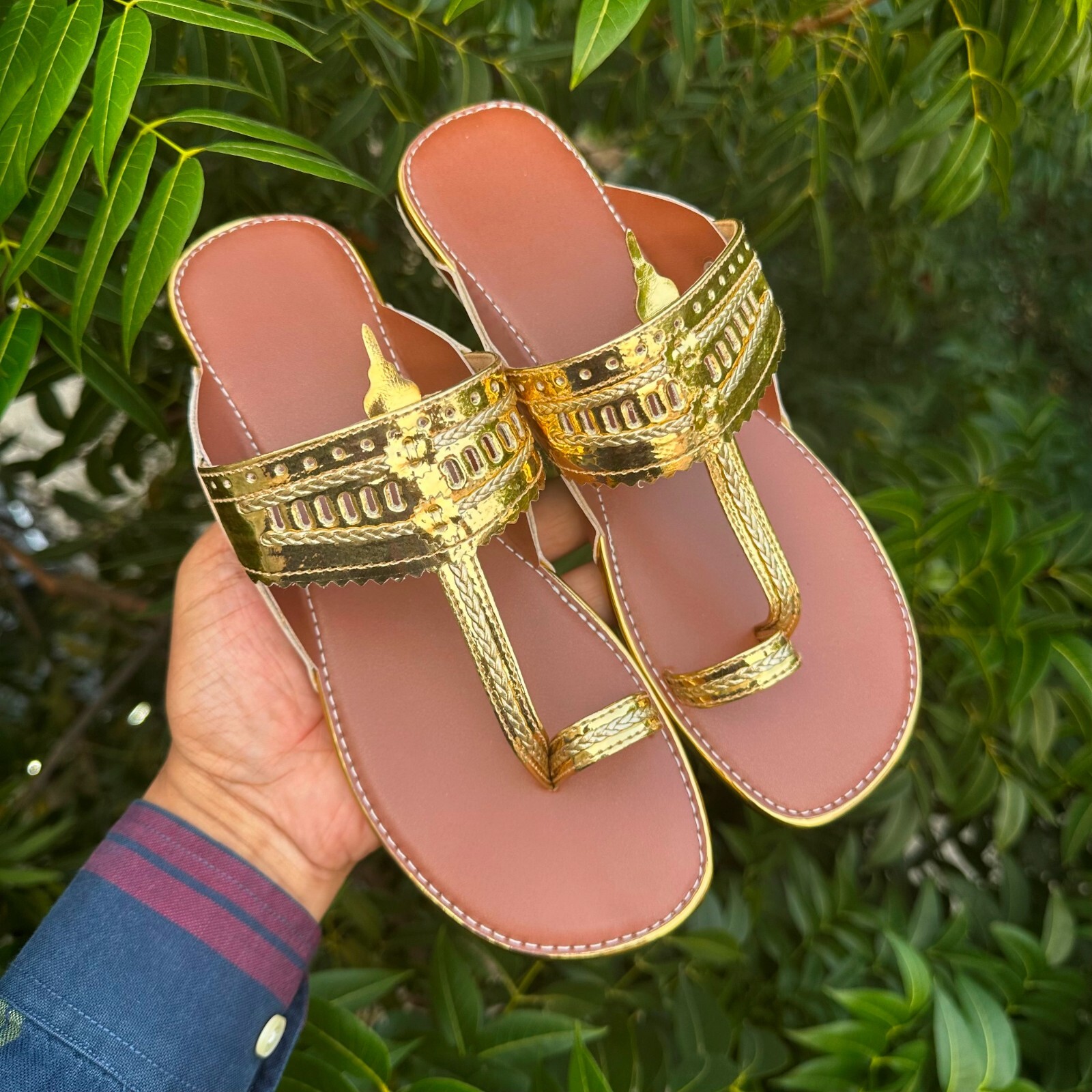 PANTOFOLA D’ORO Sandali donna indiani Kolhapuri Chappals etnici punta piatta aperta SS542