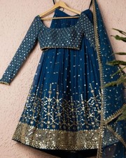 Beautiful Blue Georgette lehenga choli with allover sequin and thread embriodery