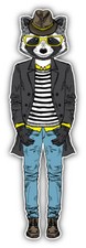 Fashion Raccoon Car Bumper Sticker Decal - ''SIZES''