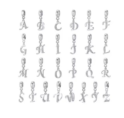 Charms Anhänger Silber 925 für Pandora Armband Buchstaben A B C Alphabet Gold