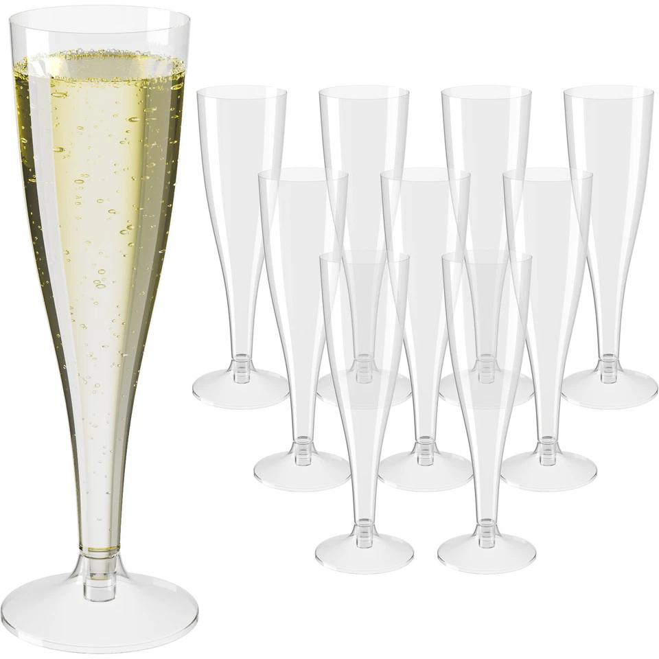 Sekt Gläser Set Kunststoff klar 0,1l Sektkelch BPA-frei Champagner Prosecco Glas