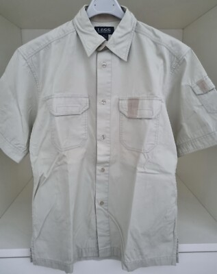 Herren Kurzarm Hemd LOGG H&M Gr. M aus 100% Baumwolle beige mit Taschen
