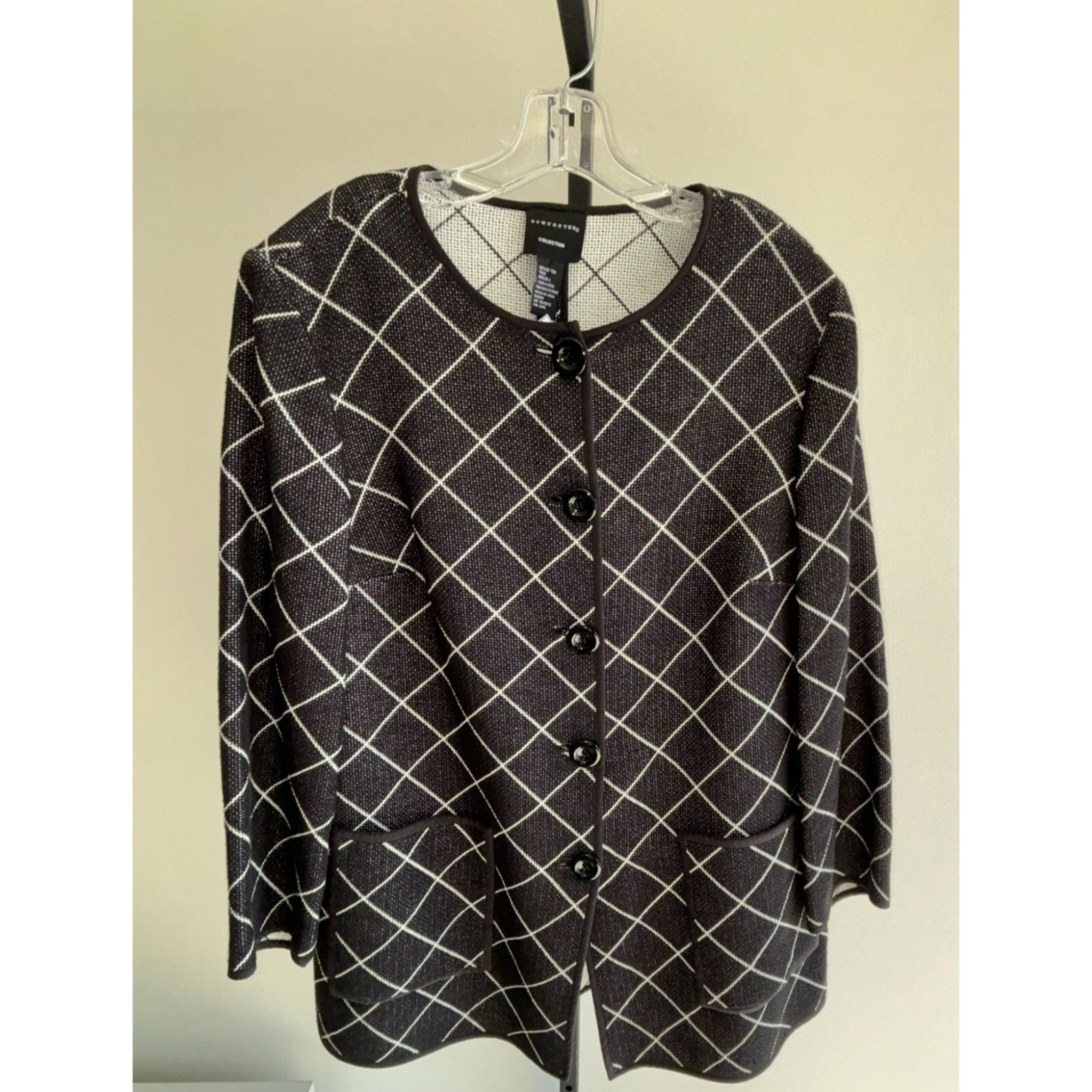 Doncaster Women's Black Windowpane Pattern Blazer… - image 1