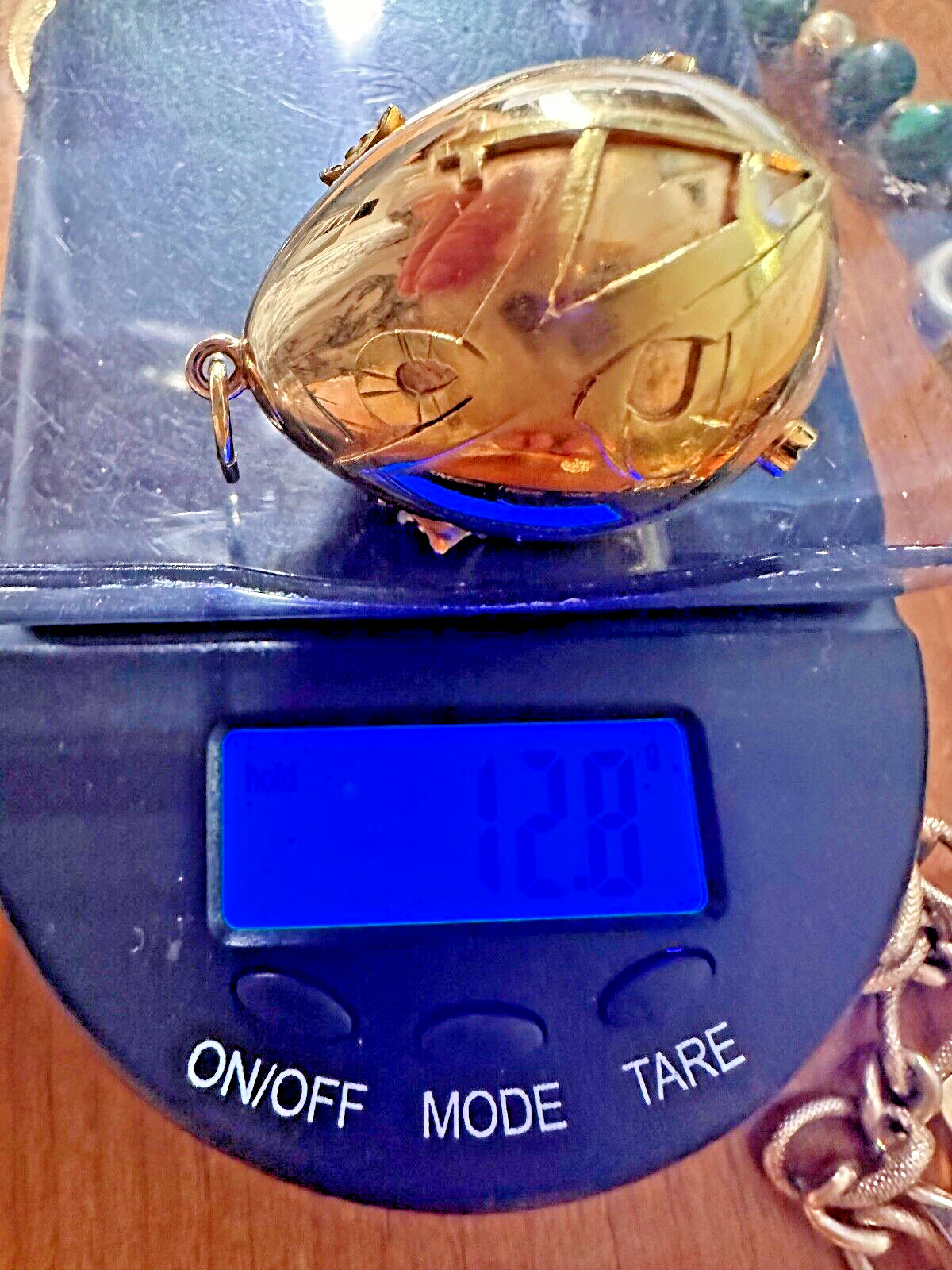 marked 18K Gold Easter Egg Pendant risen Lord 12.… - image 11