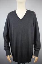 BURBERRY BRIT Men's Gray Cashmere Nova Check Shoulders V-Neck Sweater Sz 2XL