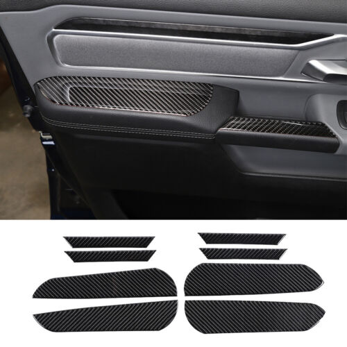 Red Carbon Fiber Interior Door Armrest Panel Decor Trim for Dodge Ram 1500 2018+ - Foto 1 di 18
