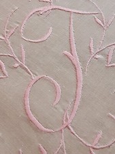 Vgt T Monogram NOS Pink Embroidery On White Cotton Batiste Hankie Handkerchief