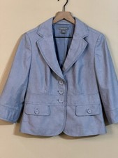 Ann Taylor 100 Blue 3/4 Sleeve Light Tweed Jacket Sz 8