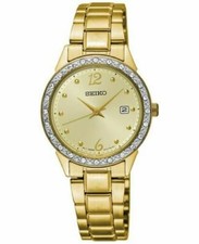 Seiko Women's Crystal Stainless Steel Gold Tone Watch SUR674