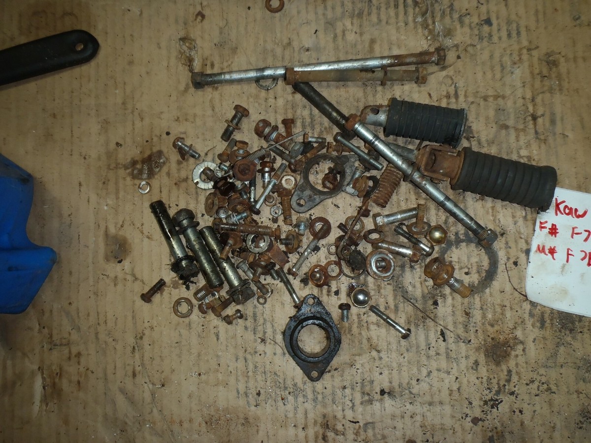 Kawasaki 1972 F7 175 enduro rear foot pegs head bolts misc parts
