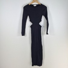 Minnie & Co womens bodycon dress size S/M black cut out midi stretch 086278