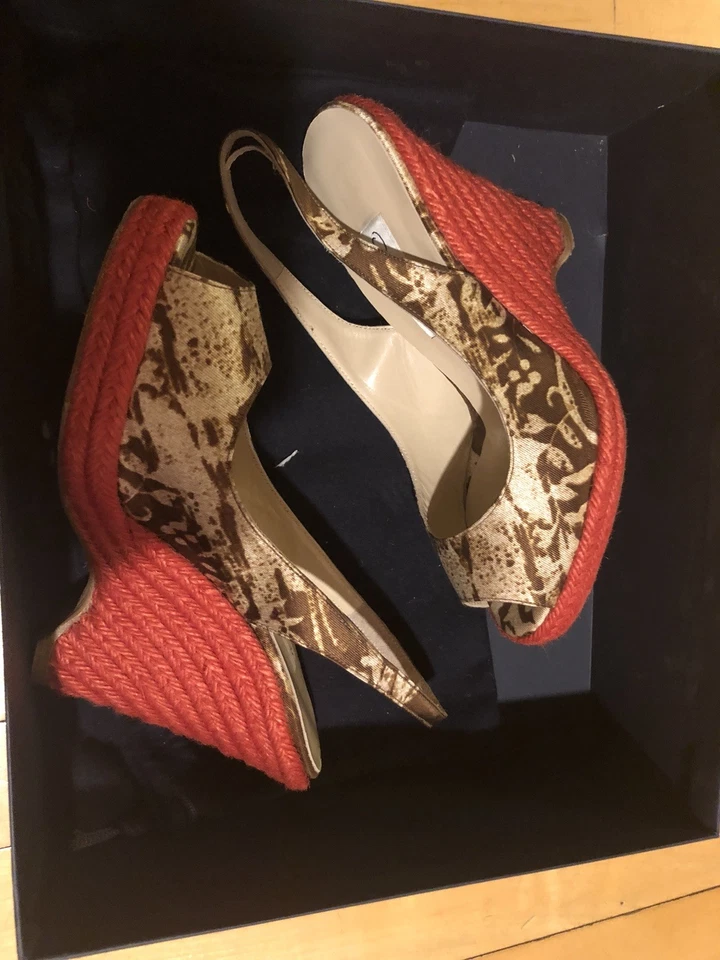 Zapatos de mujer, puntera abierta, florales, cuñas, talla 39 Foto 2 de 4