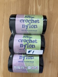 J&P Coats Crochet Nylon Thread *BLACK"  Lot Of 3 Spools