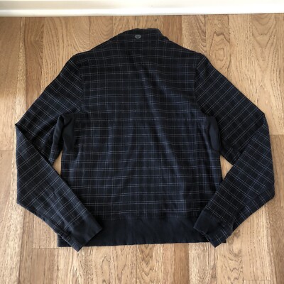 Lululemon Men's Full Zip Black Plaid Pattern Track Athletic Jacket