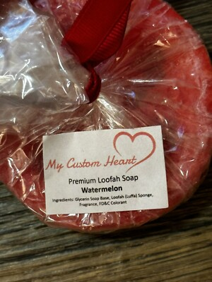 #ad My Custom Heart Premium Watermelon Loofah Bar Soap $5.20