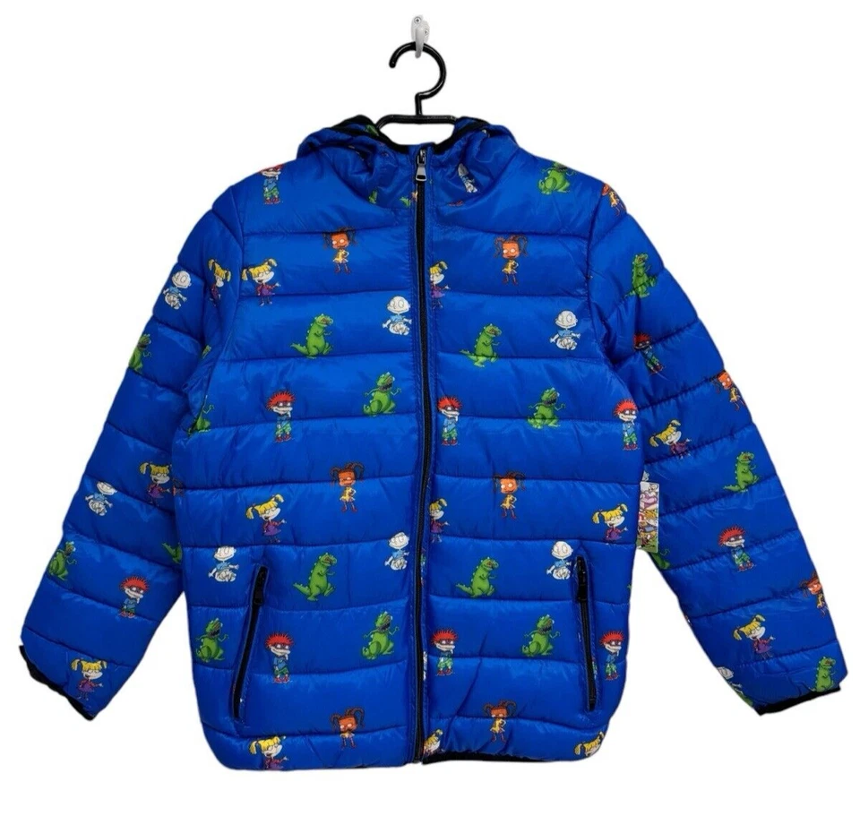 Nickelodeon Rugrats Youth Boys Outwear puffer Hoodie jacket blue zip up size 18 - Image 3 of 4