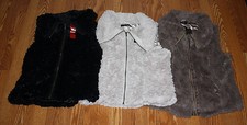 Nwt Womens Fever Black, Stucco Brown, Ivory Faux Fur Zip Up Winter Vest S M L Xl