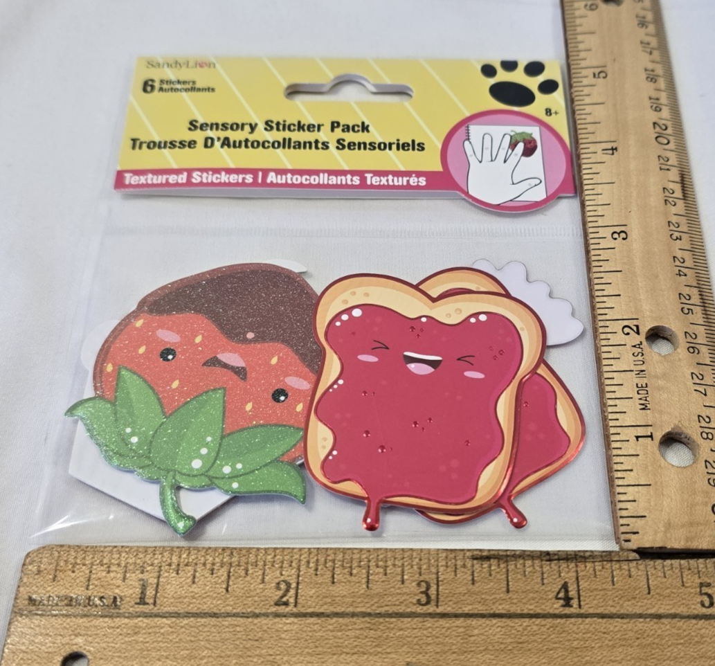 Sandy Lion Sensory Sticker Pack- 6 TEXTURED Food stickers ST1947