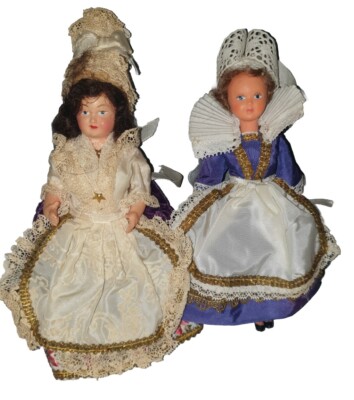 Lot De Petites Poupées Anciennes Petitcollin En Celluloïd - France Années 1960 - Mini Mannequins
