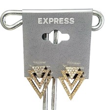 Express Womens Stud Earrings Gold Plated Cham...