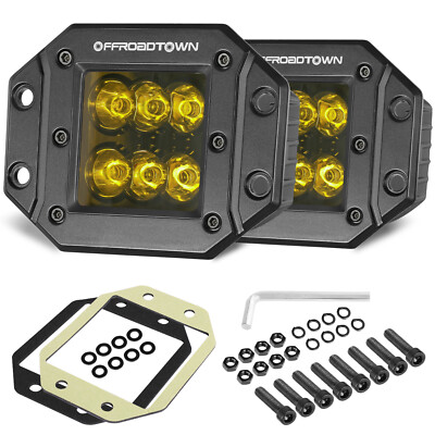 OFFROADTOWN-2pcs 5'' 120W LED Driving Work Light Spot Flush Mount for Pickup ATV