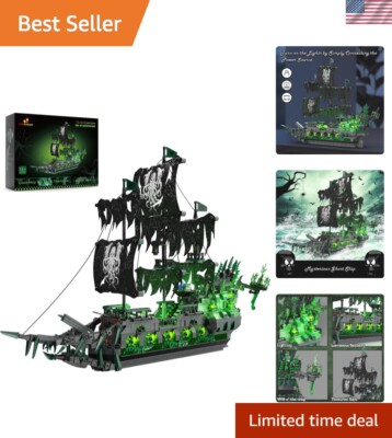 Pirate Ship Building Toys with Lights, Ghost Ship Flying Dutchman Model Ship ...