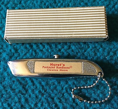 Vintage/New : HURST'S HAMBEENS mini UTILTY razor KNIFE ''Key Chain'' 15 BEAN SOUP