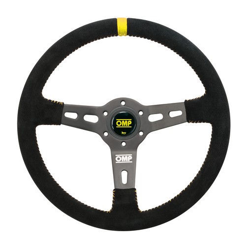 VOLANTE OD/2055/N OMP RS 350mm in pelle scamosciata nera con raggi in alluminio - Foto 2 di 18