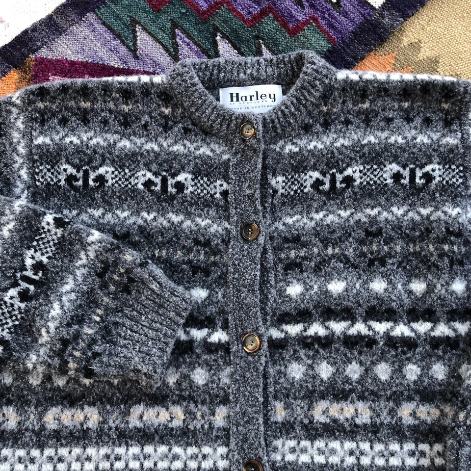 Cárdigan suéter Harley of Scotland para mujer talla XL lana merino tejido escocés usado en excelente estado Foto 2 de 4