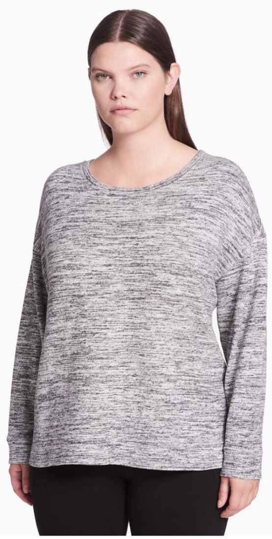 Heathered Crew Neck Sweatshirt; Grey 