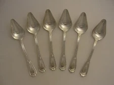 6 ANTIQUE LOUIS XVI 1926 SILVER PLATE POINTY GRAPEFRUIT SPOONS MONO ERG LOT *125