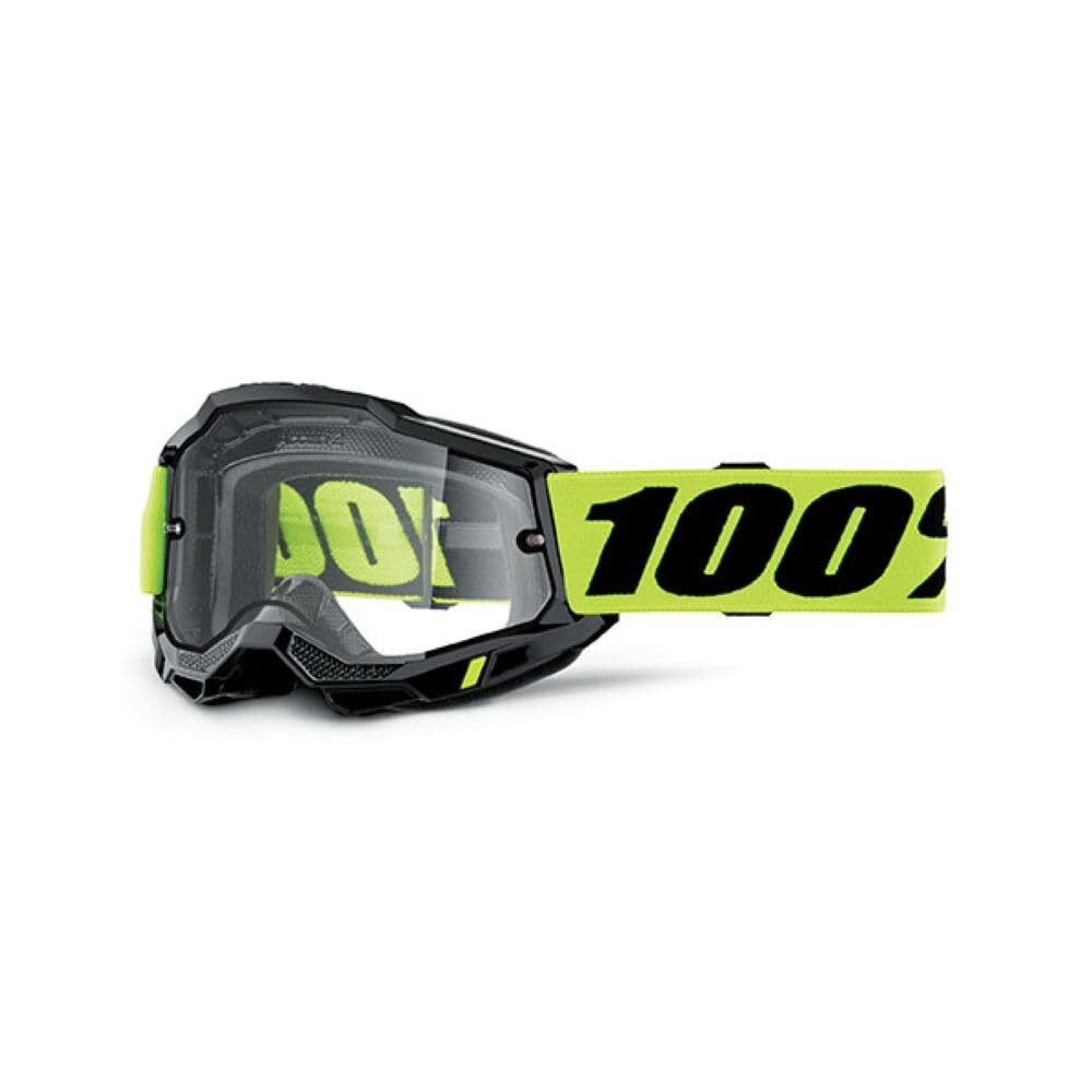 100% MASCHERA ACCURI 2 ENDURO NEON YELLOW - LENTE DOPPIA TRASPARENTE M GIALLO