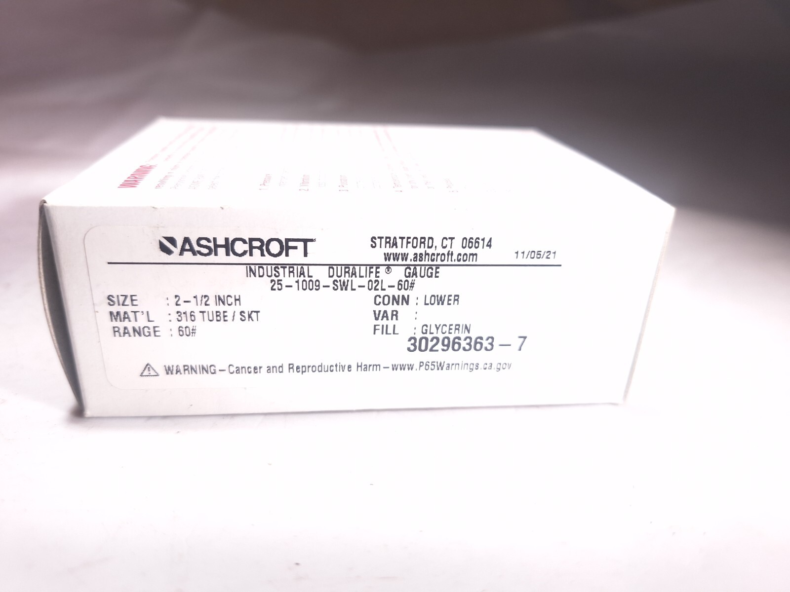 Ashcroft 25-1009-Swl-02L-60# Duralife Gauge 2-1/2