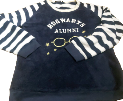 PRIMARK LOVE TO LOUNGE BLUE FLEECE HOGWARTS PJ TOP HARRY POTTER SIZE 10-12