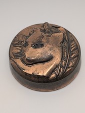 Vintage Art Deco Cat Copper Paperweight Figural Sculpture 3"