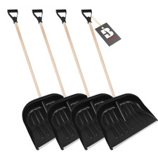 Produktbild - Schneeschaufel mit Aluminiumkante Holzstiel 4 Stück robust langlebig
