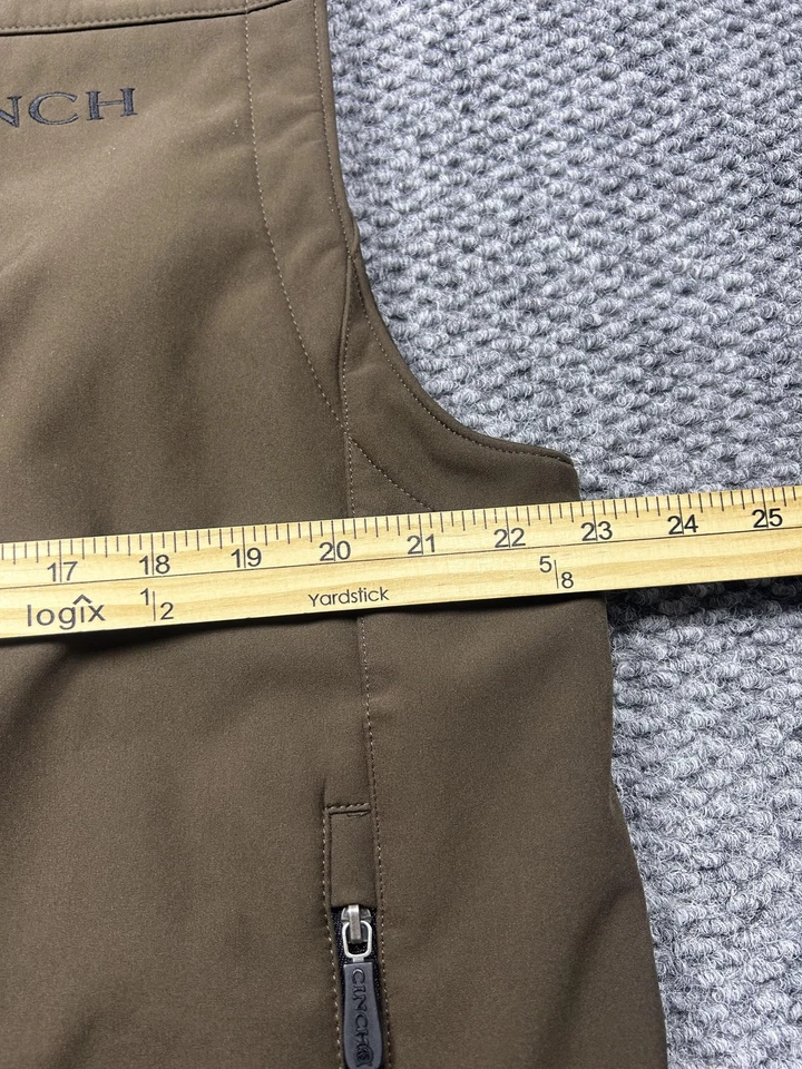 Cinch Vest Mens Large Brown Softshell Fleece Lined Zip Pockets Western Logo - Image 4 of 4