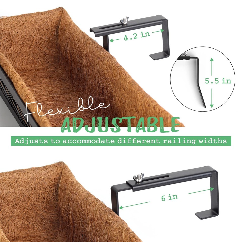 Window Box Railing, 32 Inch Black Metal Hanging Flower Planter Basket ...