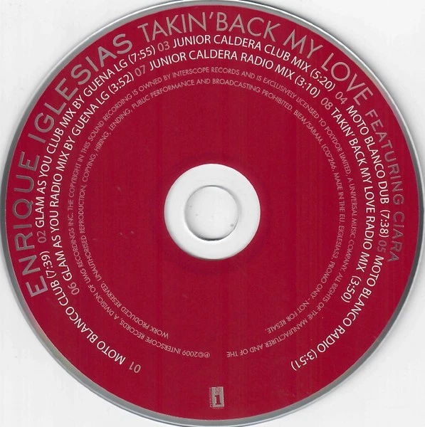 Enrique Iglesias Feat. Ciara - Takin Back My Love (CD Promo Single 2009) * NEW * - Image 3 of 3