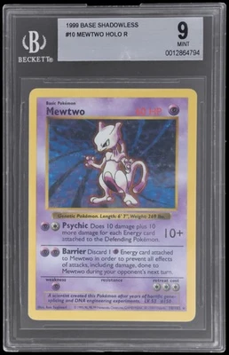 1999 Pokemon Base Set Mewtwo #10 BGS 9 Shadowless Holo Mint - Image 1 of 4