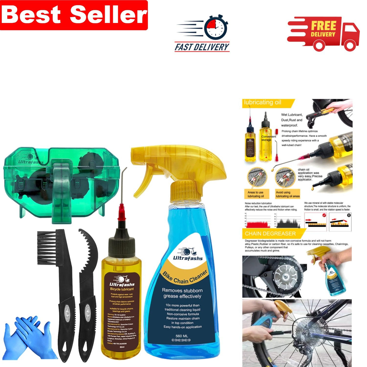 Efficient Bike Chain Cleaner and  Lubricant - Essential Maintenance Set