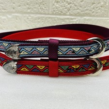 Lot of 2 VTG Purple Red Sz M Geometric Woven 1" Women's Belt 28"-33"-W G