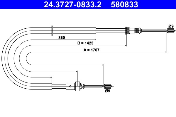 Fits ATE 24.3727-0833.2 HANDBRAKE CABLE PEUGEOT 206 98-  ⭐UK Stock⭐