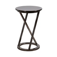 Aja Modern Metal Round Side Table; 15 x 15 x 23; Gray Gunmetal; Decorative Ge...