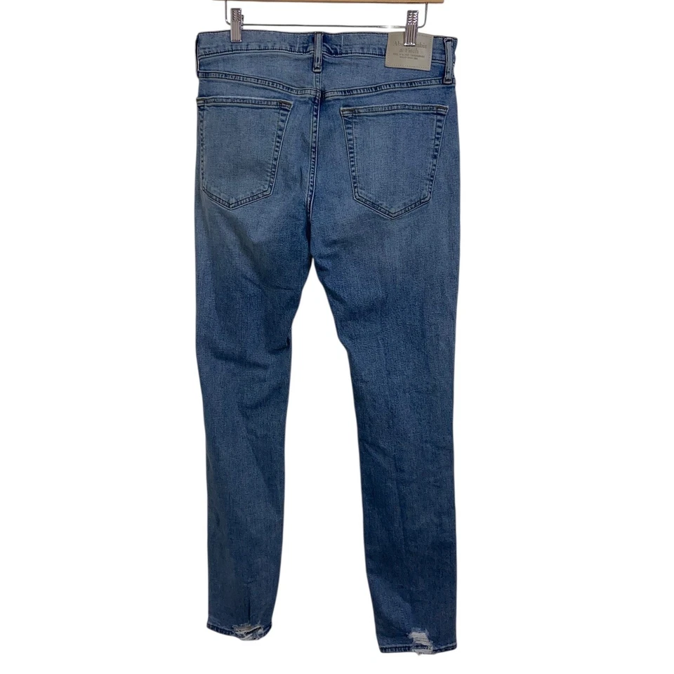 Abercrombie & Fitch Men's Distressed Skinny Stretch Jeans Ripped Blue 32x34 - Image 2 of 4