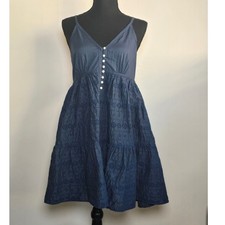 Levi's Women Dress L Navy Blue Eyelet Boho Festival summer dress vacation travel