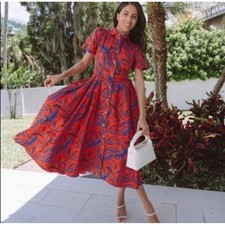 Alexis X Target Sz 1X Plus Tropical Leaf Midi Shirtdress Resort Career Party