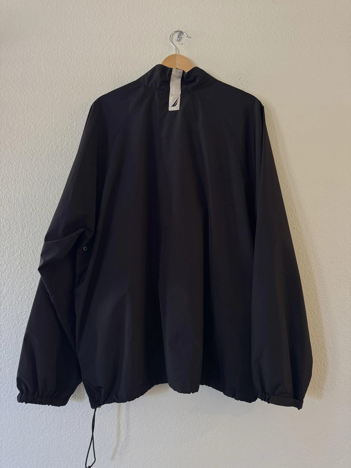 Nautica Jacket Mens Large Black 1/4 Zip Windbreaker Mesh Lined Casual Travel