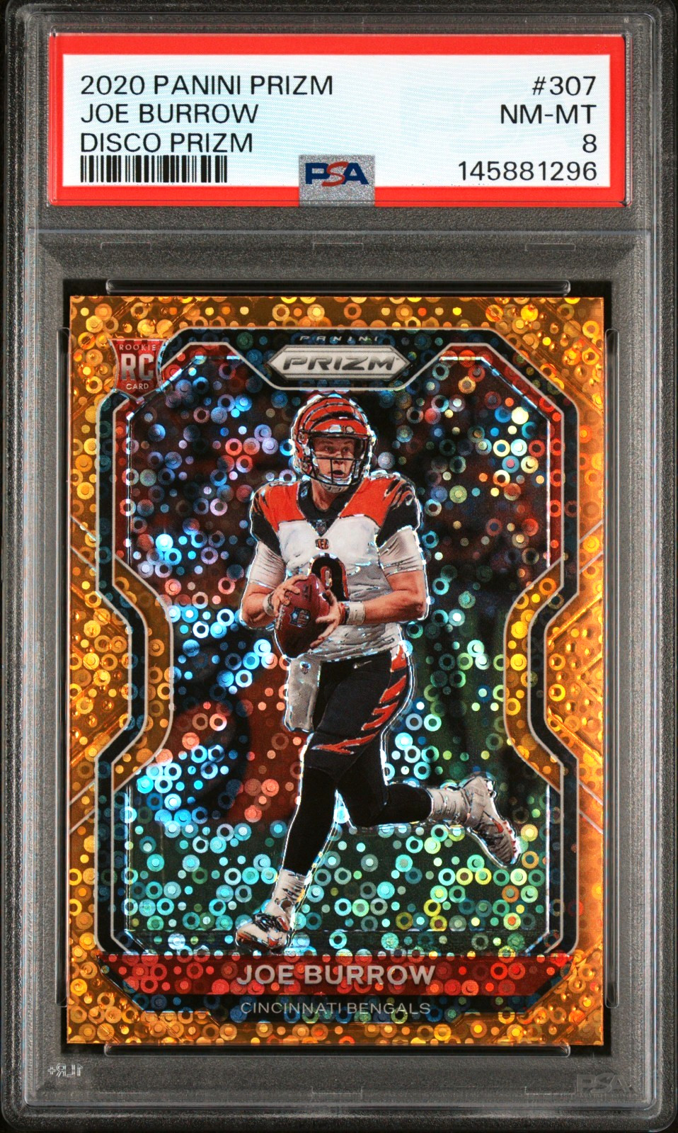JOE BURROW 2020 PRIZM DISCO ROOKIE RC #307 PSA 8 NM-MT BENGALS LSU! #145881296