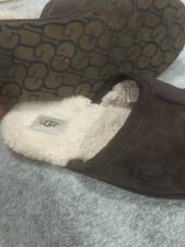 UGG Scuff Brown Suede Sheepskin Lined Slippers Men Size 10